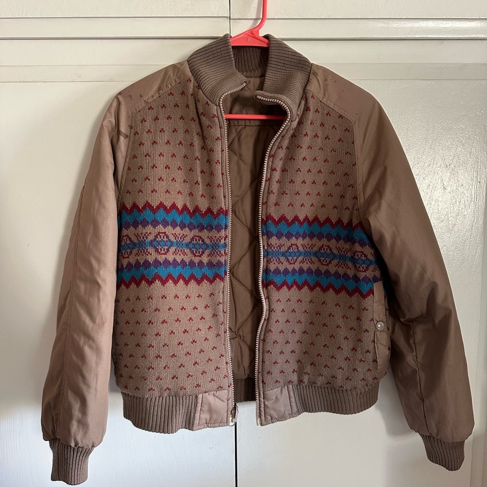 80s Vintage Quilted reversible Brown Jacket Size Small used on film and TV